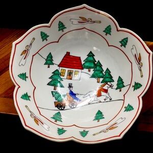 Overjoy Hand-painted Holiday Bowl